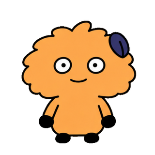 橙の体に紺の髪飾りのぬんぬん